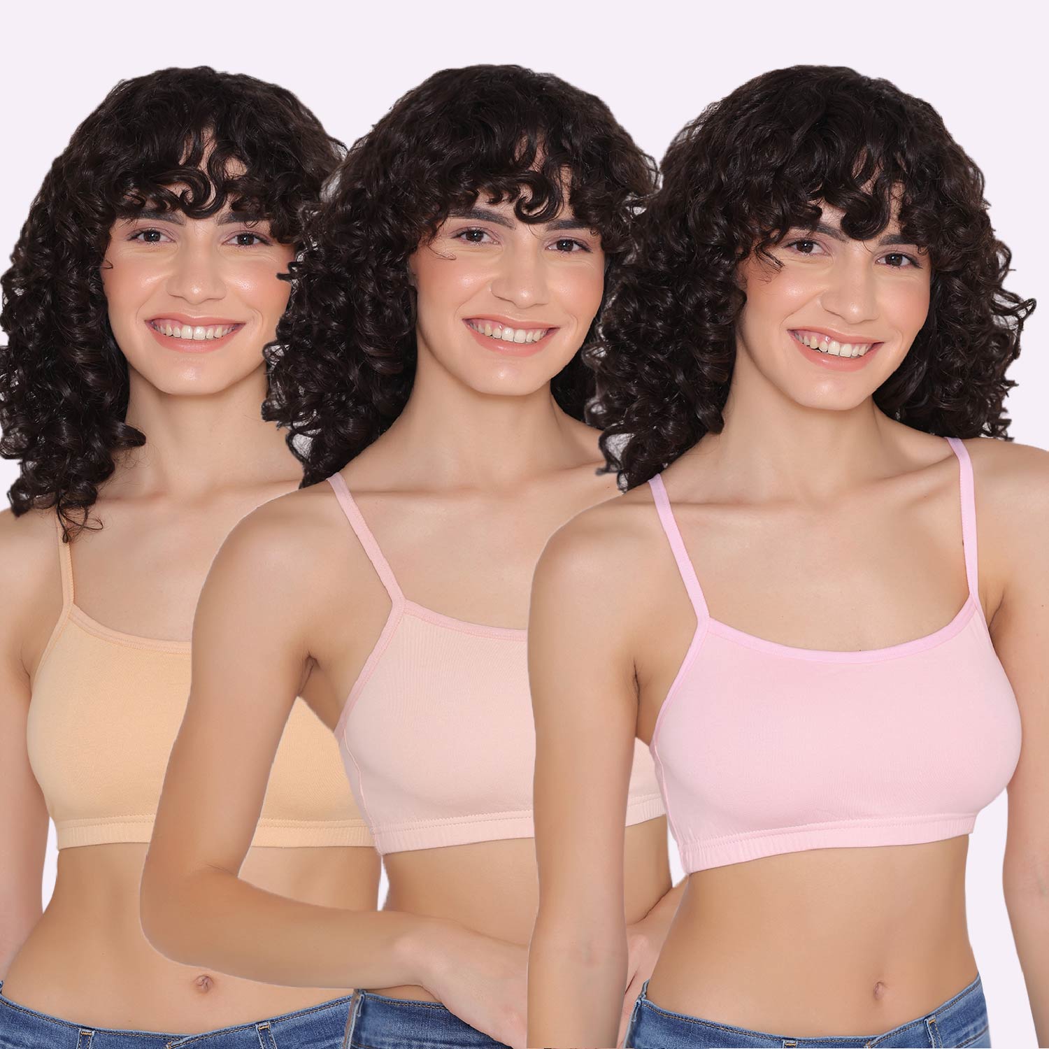 Pack Of 6 Cotton Bra With Lycra Straps For Teenagers & Women – Pink - Teenager  Bra