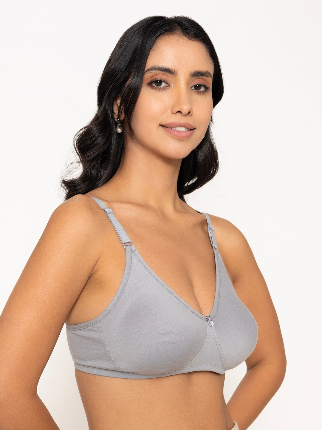 INKURV Women’s Double Layered Cotton Seamless T-Shirt Bra – Non-Padded Wire-Free Full Coverage Everyday Bra with Adjustable Straps for Smooth Silhouette - Frida