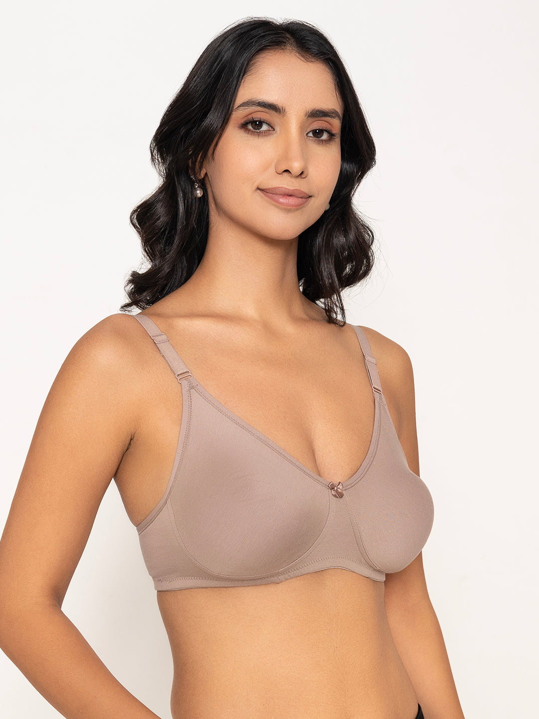 INKURV Women’s Double Layered Cotton Seamless T-Shirt Bra – Non-Padded Wire-Free Full Coverage Everyday Bra with Adjustable Straps for Smooth Silhouette - Frida