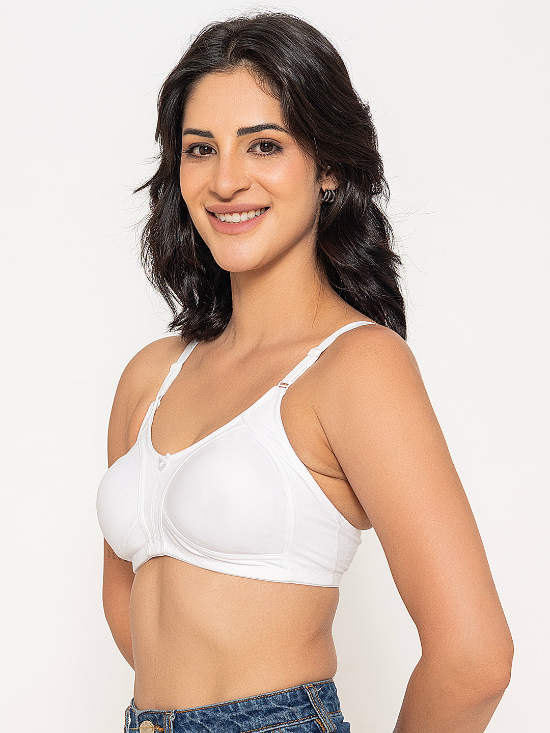 INKURV Seamless Non-Padded Bra for Women | Non-Wired Cotton Full Coverage T-Shirt Bra | Thin Adjustable Straps | Anti Sag Lift Up Support |Sage