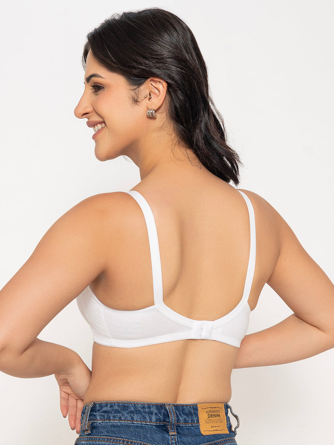 INKURV Seamless Non-Padded Bra for Women | Non-Wired Cotton Full Coverage T-Shirt Bra | Thin Adjustable Straps | Anti Sag Lift Up Support |Sage