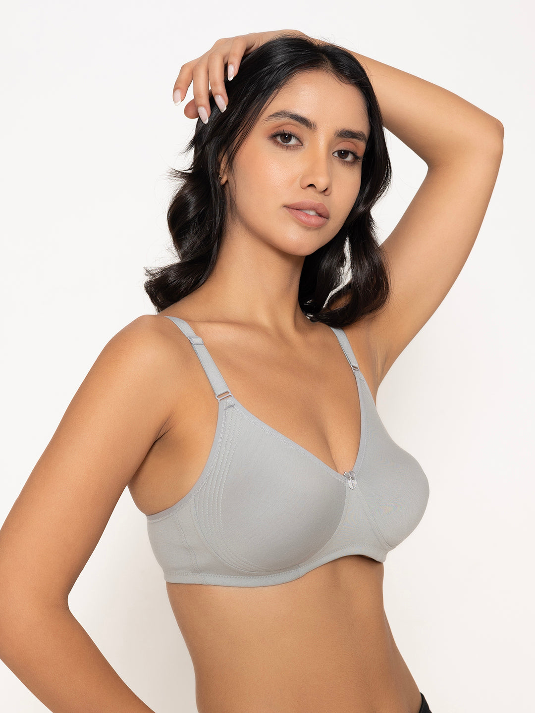 INKURV Seamless Non-Padded Bra for Women | Non-Wired Cotton Full Coverage T-Shirt Bra | Thin Adjustable Straps |Anti Sag Lift Up Support|Delphia