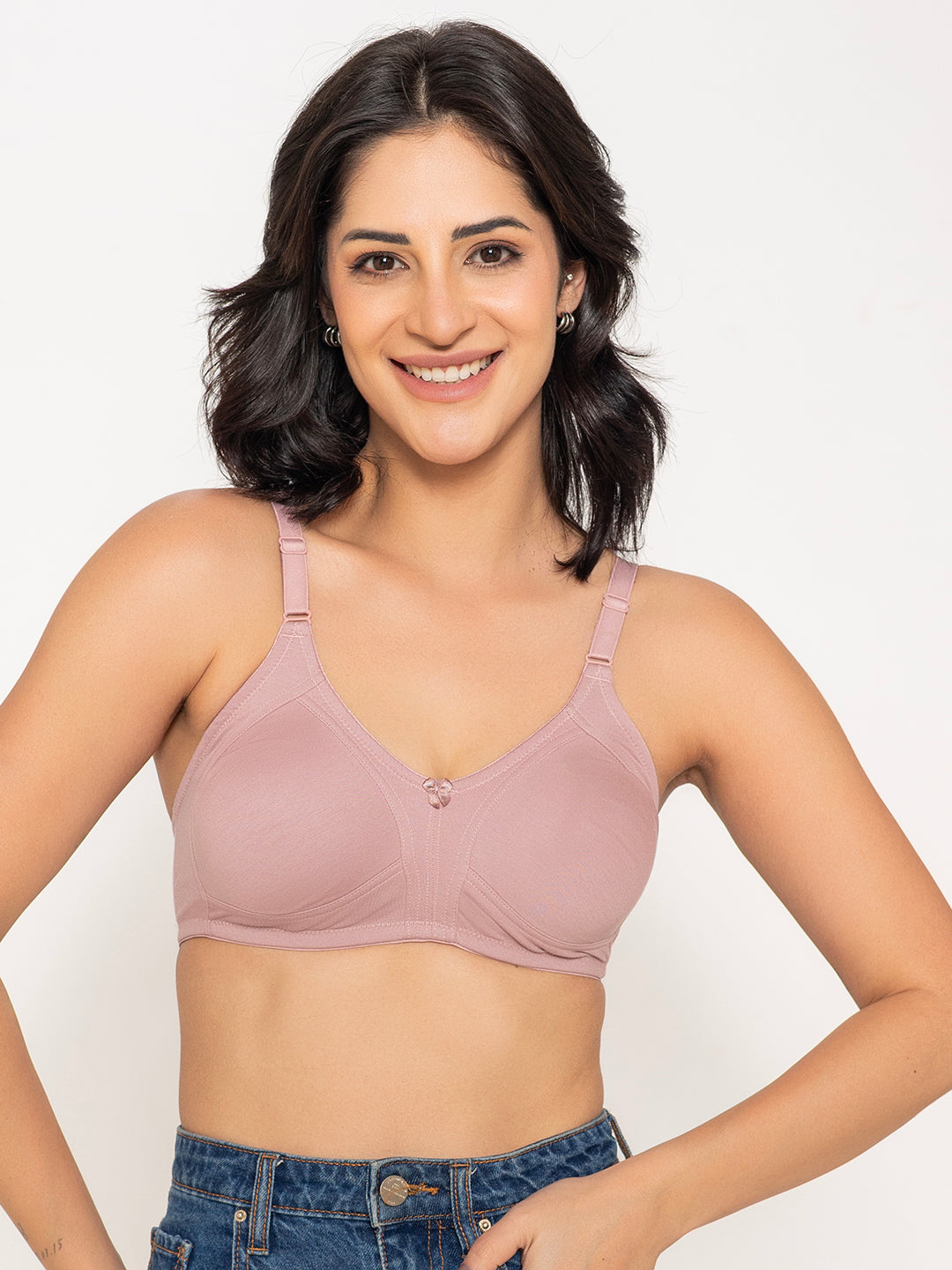 INKURV Seamless Non-Padded Bra for Women | Non-Wired Cotton Full Coverage T-Shirt Bra | Thin Adjustable Straps | Anti Sag Lift Up Support |Sage