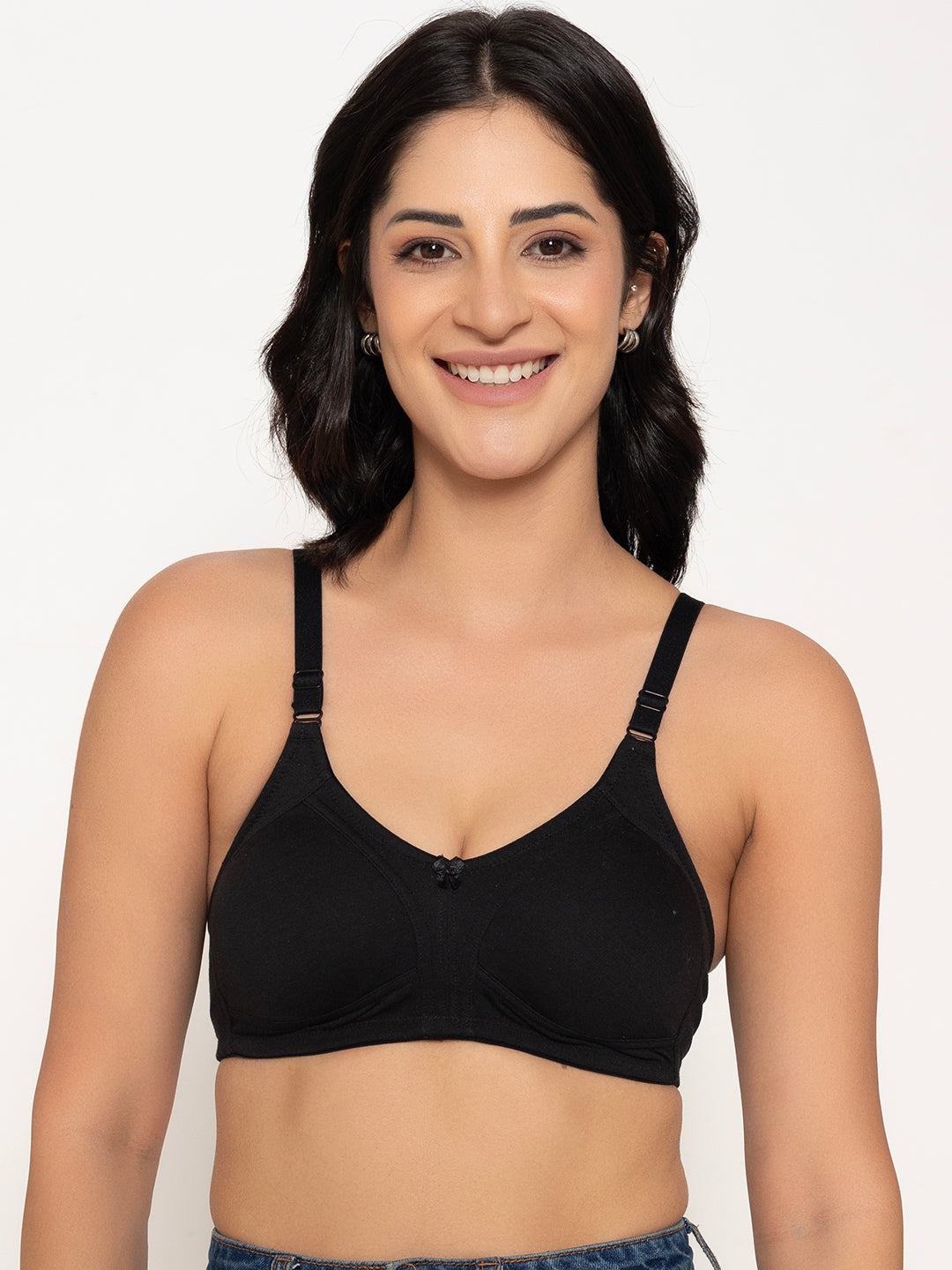 INKURV Seamless Non-Padded Bra for Women | Non-Wired Cotton Full Coverage T-Shirt Bra | Thin Adjustable Straps | Anti Sag Lift Up Support |Sage