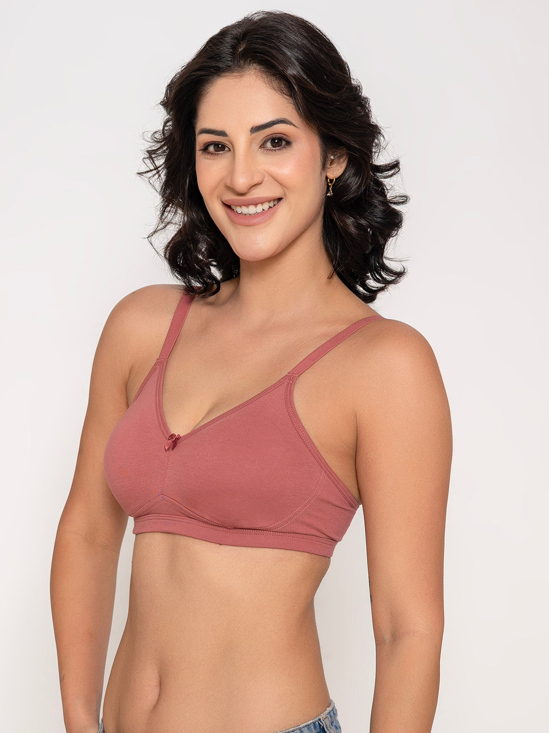 INKURV Seamless Non-Padded Bra for Women | Non-Wired Cotton Full Coverage T-Shirt Bra | Thin Adjustable Straps |Anti Sag Lift Up Support| Layla