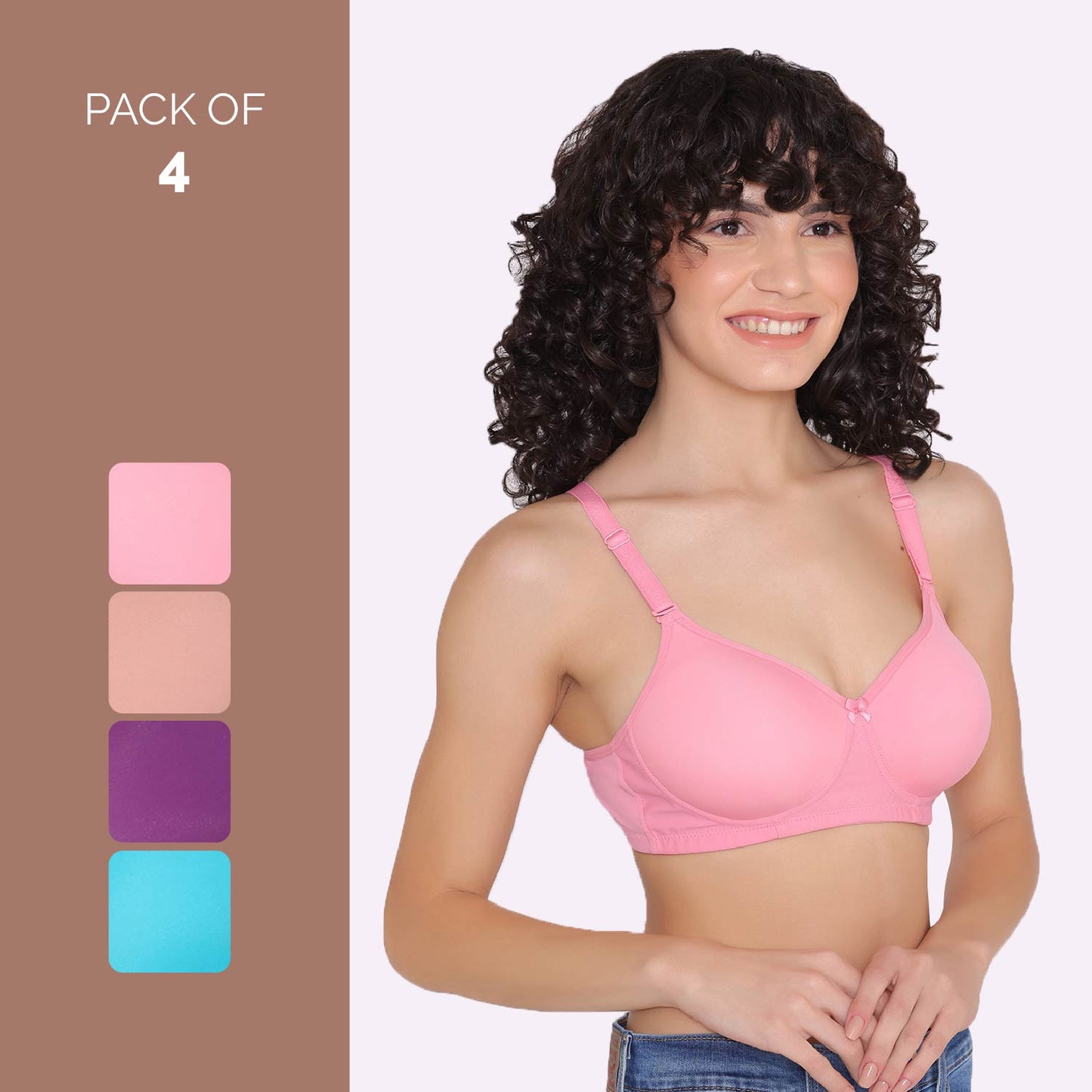Full Coverage T-Shirt Bra Lightly Padded-LILY (Combo of 4)