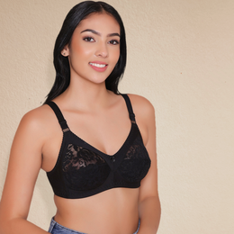 Thea Everyday Non Padded Net Bra - Black