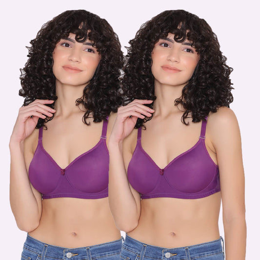 Women's Padded and Non Wired Full Coverage T-Shirt Bra (Pack of 2)-LILY INKURV | 20% Off on Our Exclusive Range of Bra,Shapewear & Sports Bra