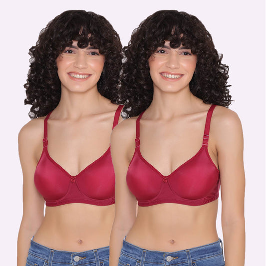 Women's Padded and Non Wired Full Coverage T-Shirt Bra (Pack of 2)-LILY INKURV | 20% Off on Our Exclusive Range of Bra,Shapewear & Sports Bra