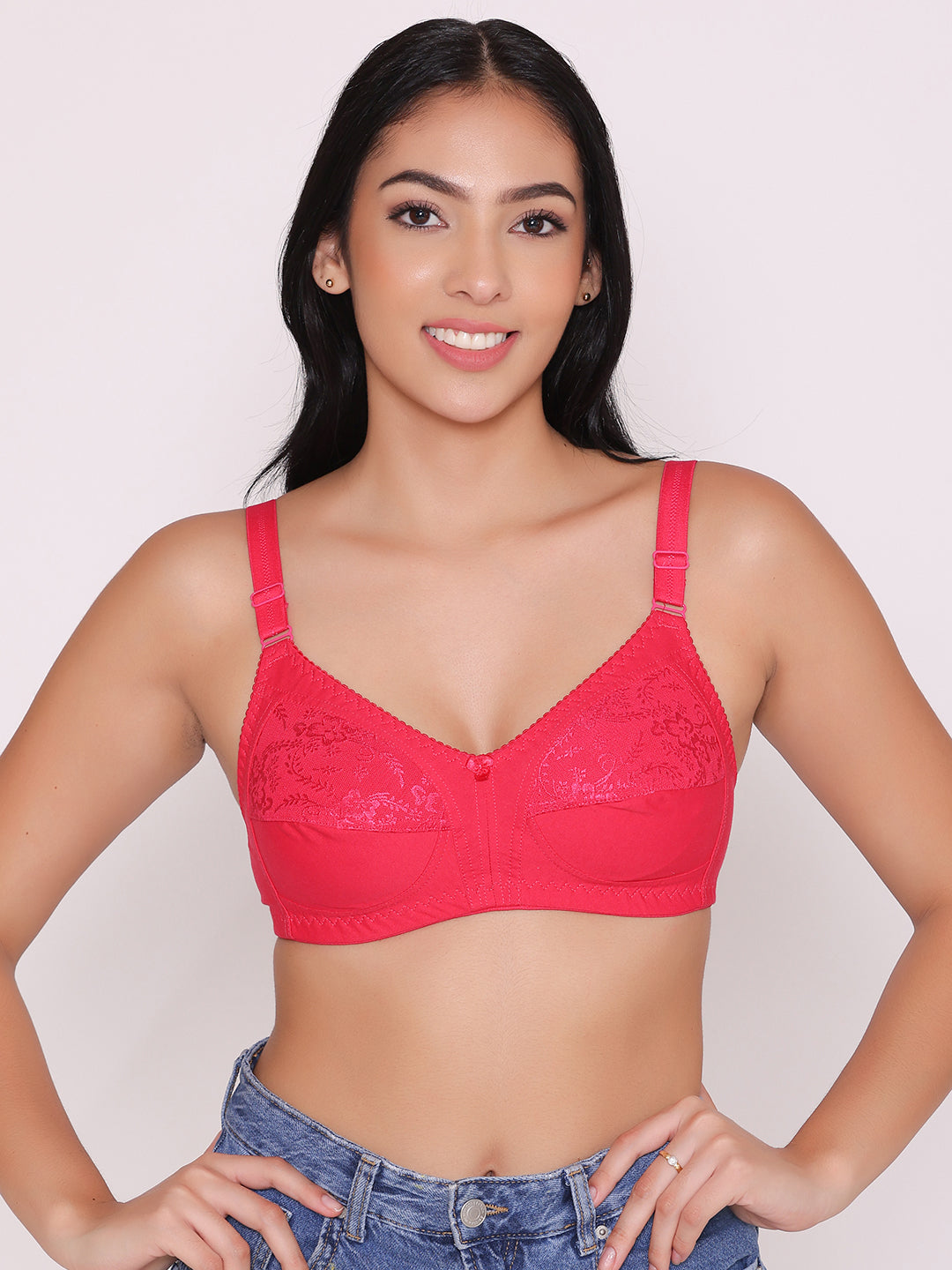 Half Net Non Padded Non Wired Full Coverage Bra (Pack of 3)-IRIS INKURV | 20% Off on Our Exclusive Range of Bra,Shapewear & Sports Bra