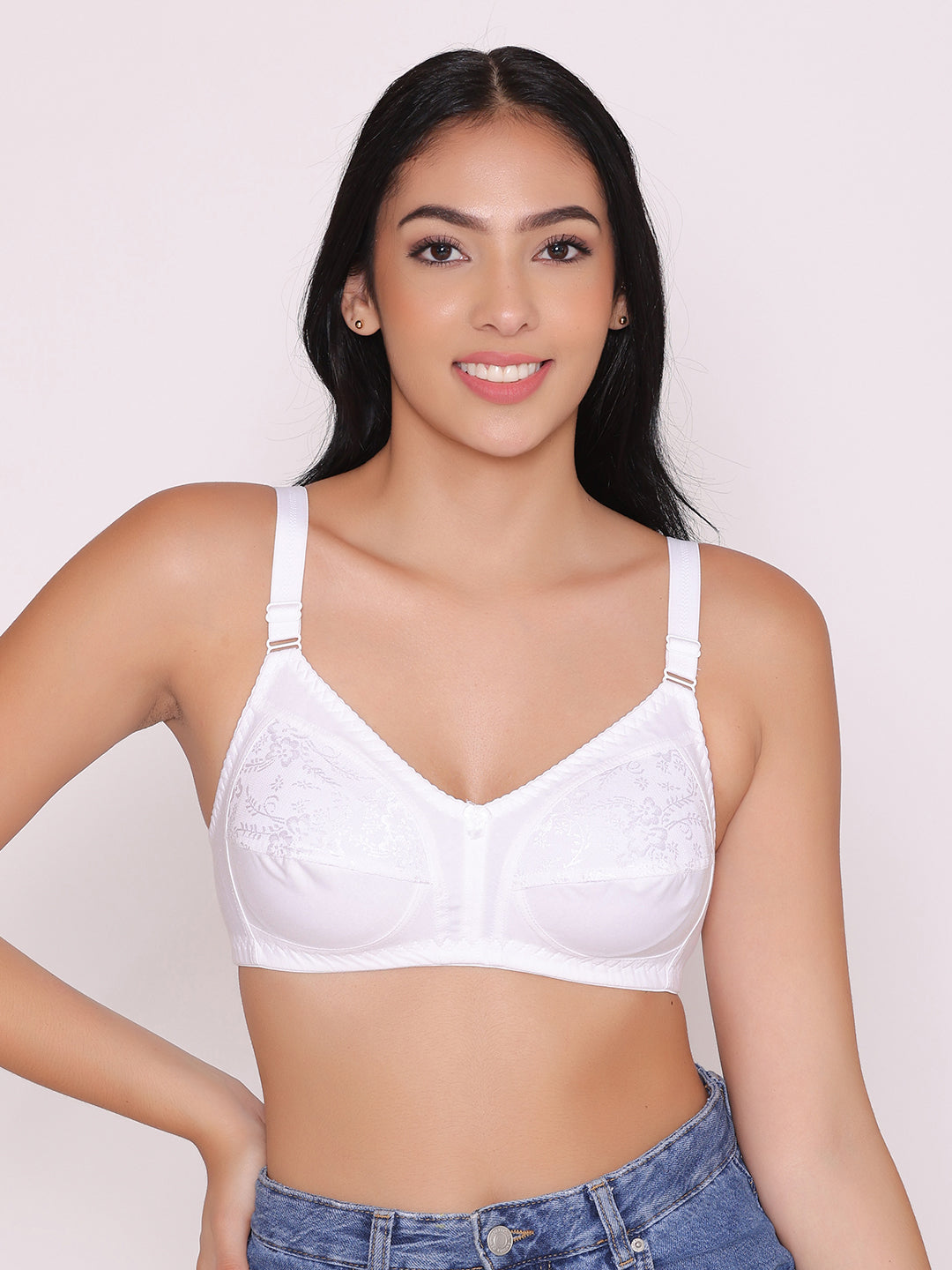 Women's Non Padded Non Wired Full Coverage Bra Cotton (Pack of 3)-IVY