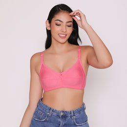 Elsa Full Coverage Cotton Bra - Pink
