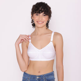 Bella Full Coverage Cotton Bra - White