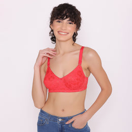 Erin Everyday Non Padded Net Bra - Hot Pink