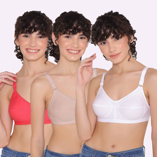 Women's full coverage cotton bra (Pack of 3) -BELLA INKURV