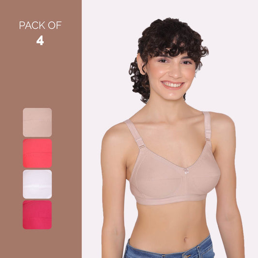 Women's full coverage cotton bra (Pack of 4) -BELLA INKURV