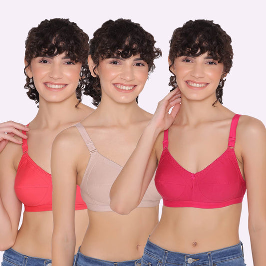 Women's full coverage cotton bra (Pack of 3) -BELLA INKURV
