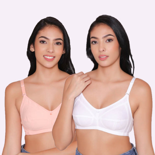 Women's Non Padded Non Wired Full Coverage Bra with No Spillage (Pack of 2)-ELSA INKURV