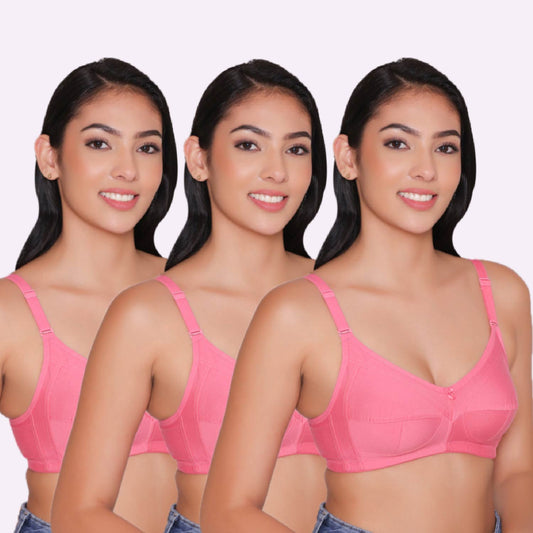 Women's Non Padded Non Wired Full Coverage Bra with No Spillage (Pack of 3)-ELSA INKURV | 20% Off on Our Exclusive Range of Bra,Shapewear & Sports Bra