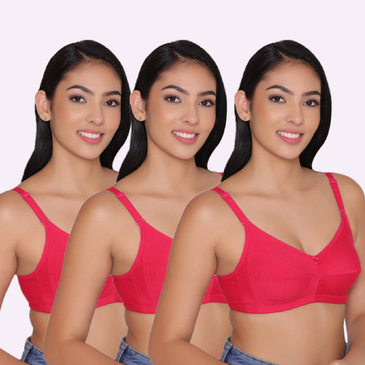 Women's Non Padded Non Wired Full Coverage Bra with No Spillage (Pack of 3)-ELSA INKURV | 20% Off on Our Exclusive Range of Bra,Shapewear & Sports Bra