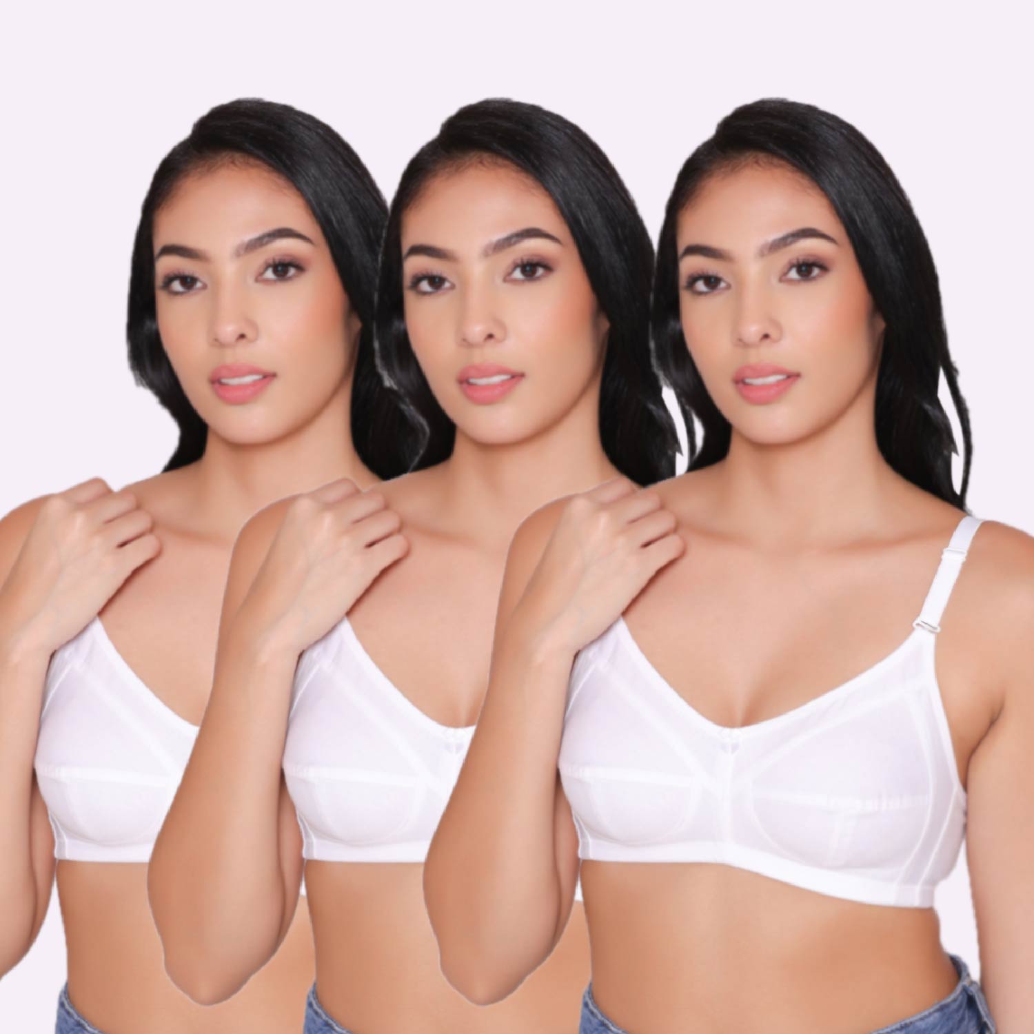 Women's Non Padded Non Wired Full Coverage Bra with No Spillage (Pack of 3)-ELSA INKURV | 20% Off on Our Exclusive Range of Bra,Shapewear & Sports Bra
