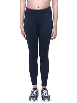 Asher Active Wear Training Tights Full Length - Navy Blue