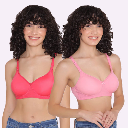 Women's Padded and Non Wired Full Coverage T-Shirt Bra (Pack of 2)-LILY INKURV