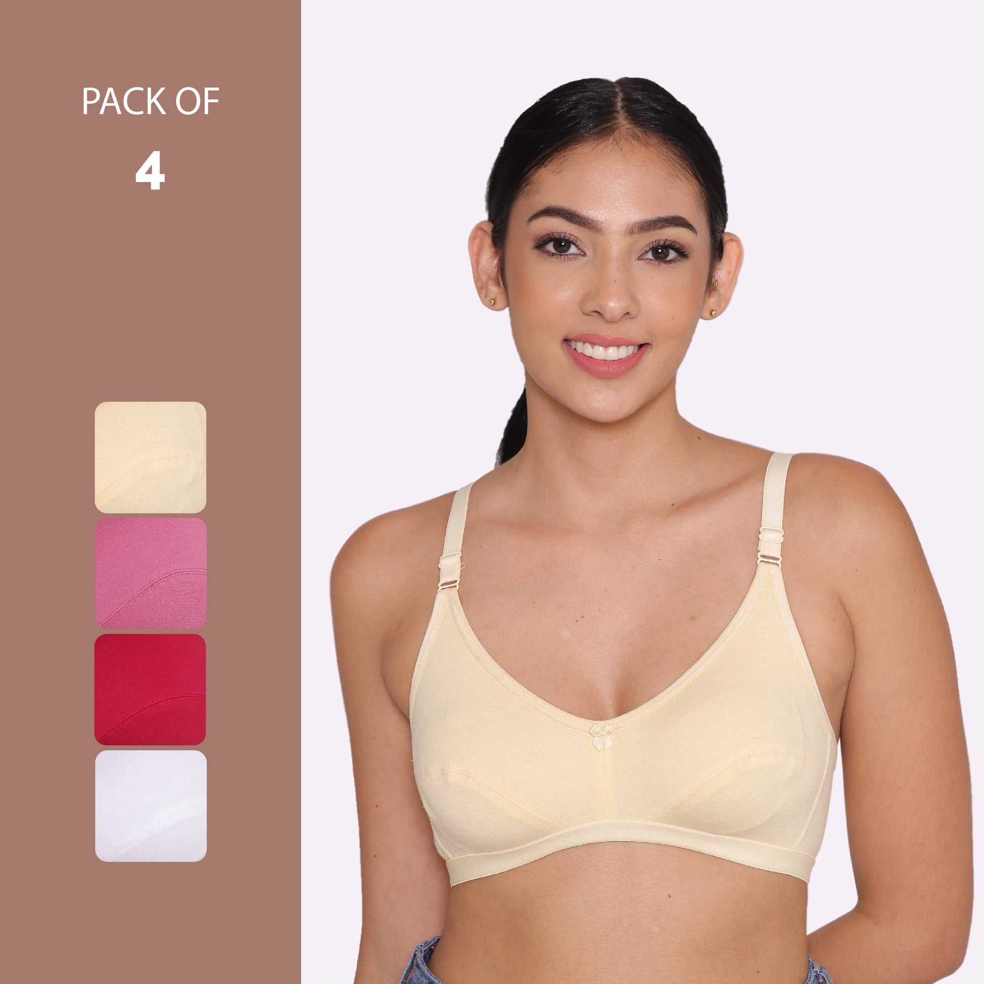 Women's Non Padded Non-Wired Regular Bra-PARIS Combo of 4 INKURV | Bras and Active Wear