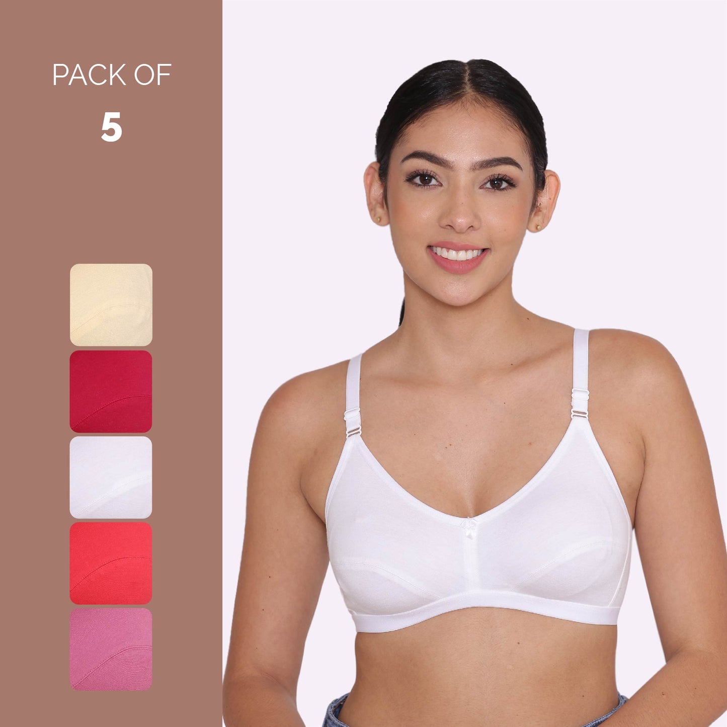 Women's Non Padded Non-Wired Regular Bra-PARIS Combo of 5 INKURV | Bras and Active Wear