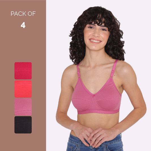 Women's Non Padded Non-Wired Regular Bra-RIO Combo of 4 INKURV | Bras and Active Wear