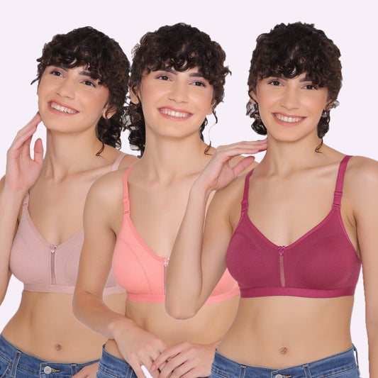 Women's Non Padded Non-Wired Regular Bra-VEGAS COMBO OF 3 INKURV | Bras and Active Wear