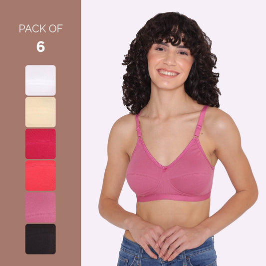 Women's Non Padded Non-Wired Regular Bra-RIO Combo of 6 INKURV | Bras and Active Wear