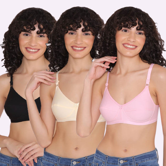 Women's Non Padded Non-Wired Regular Bra (Pack of 3)-ZOE INKURV