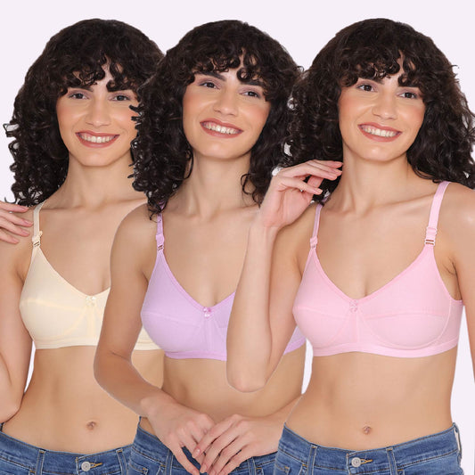 Women's Non Padded Non-Wired Regular Bra (Pack of 3)-ZOE INKURV