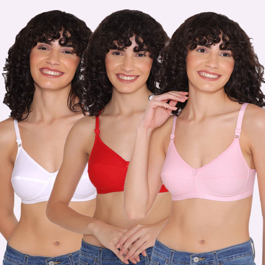 Women's Non Padded Non-Wired Regular Bra (Pack of 3)-ZOE INKURV