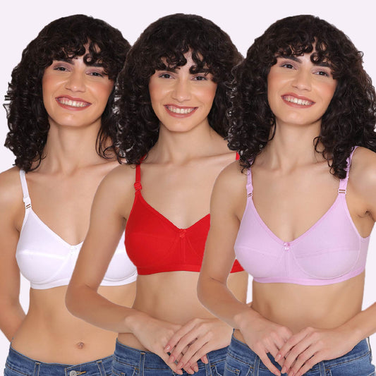 Women's Non Padded Non-Wired Regular Bra (Pack of 3)-ZOE INKURV
