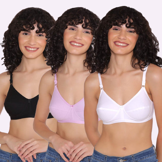 Women's Non Padded Non-Wired Regular Bra (Pack of 3)-ZOE INKURV