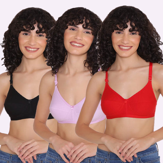 Women's Non Padded Non-Wired Regular Bra (Pack of 3)-ZOE INKURV