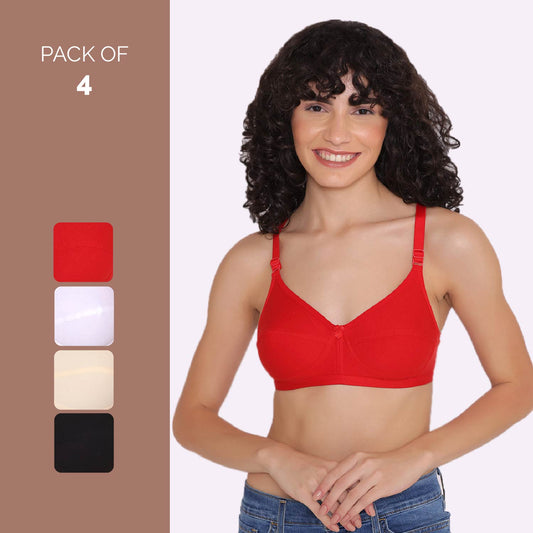 Women's Non Padded Non-Wired Regular Bra (Pack of 4)-ZOE INKURV