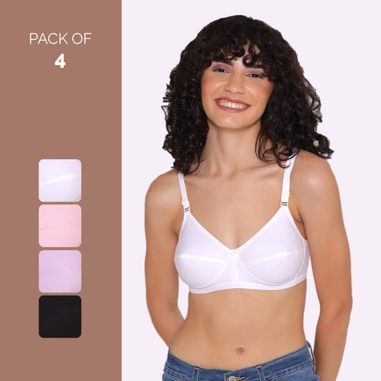 Women's Non Padded Non-Wired Regular Bra (Pack of 4)-ZOE INKURV