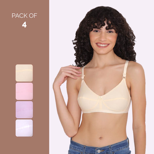 Women's Non Padded Non-Wired Regular Bra (Pack of 4)-ZOE INKURV