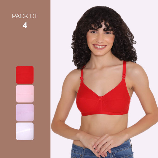 Women's Non Padded Non-Wired Regular Bra (Pack of 4)-ZOE INKURV