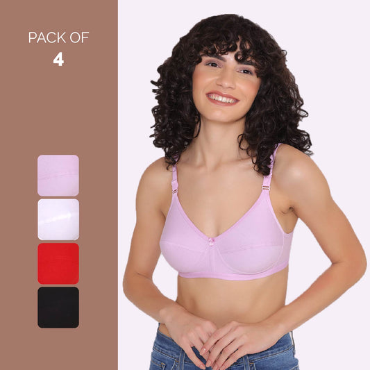 Women's Non Padded Non-Wired Regular Bra (Pack of 4)-ZOE INKURV