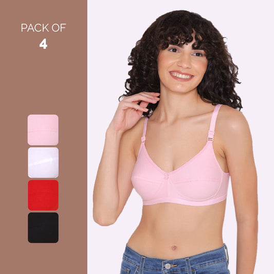 Women's Non Padded Non-Wired Regular Bra (Pack of 4)-ZOE INKURV