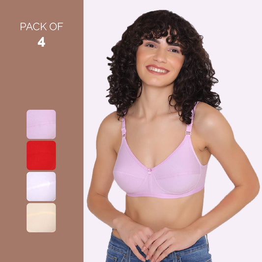 Women's Non Padded Non-Wired Regular Bra (Pack of 4)-ZOE INKURV