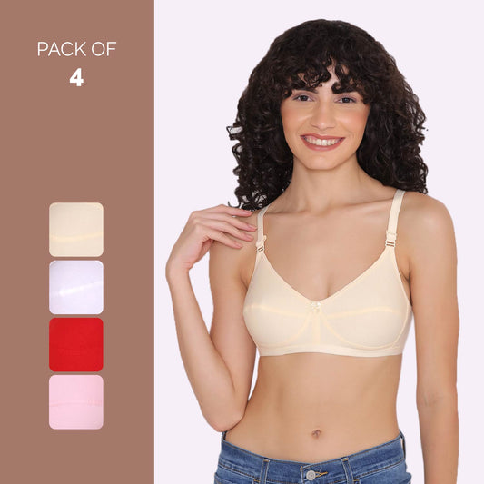 Women's Non Padded Non-Wired Regular Bra (Pack of 4)-ZOE INKURV