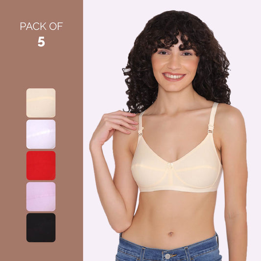 Women's Non Padded Non-Wired Regular Bra (Pack of 5)-ZOE INKURV