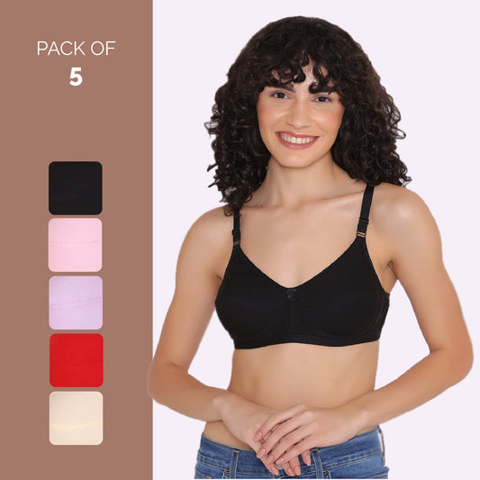 Women's Non Padded Non-Wired Regular Bra (Pack of 5)-ZOE INKURV