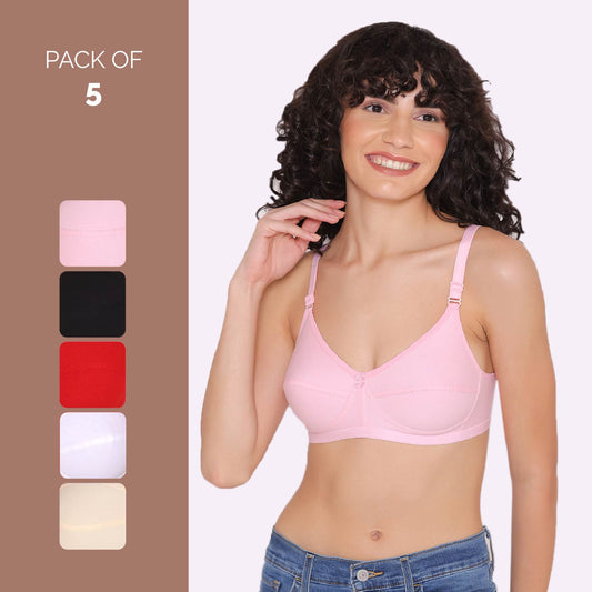 Women's Non Padded Non-Wired Regular Bra (Pack of 5)-ZOE INKURV