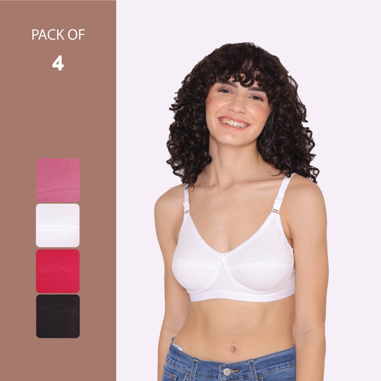 Women's Non Padded Non-Wired Regular Bra-RIO Combo of 4 INKURV | Bras and Active Wear